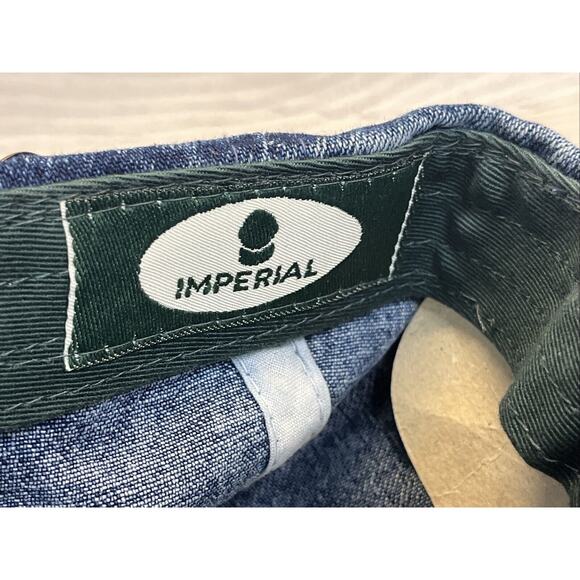 Vtg Imperial Headwear Official Rock Gear Denim & Leather Stitched Hat Strapback - Picture 10 of 10